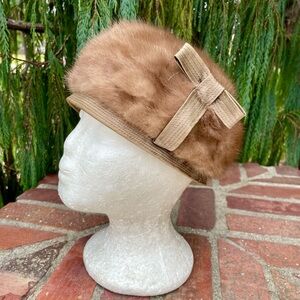 Taupe Genuine Mink Fur Hat Extra Small 20”